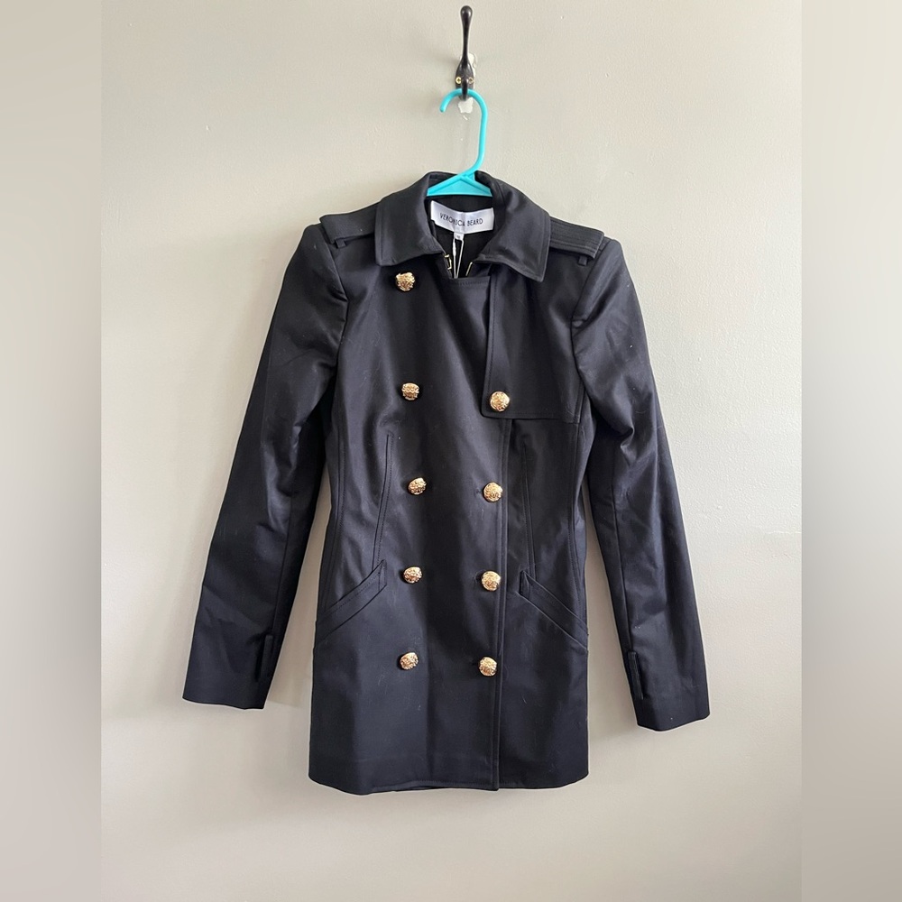 Veronica Beard  Angelique Dickey‎ Cropped Trench Black Gold 00 - Picture 7 of 12